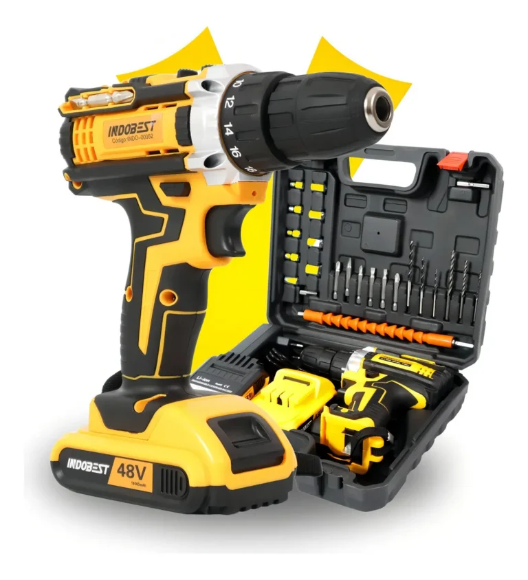 Parafusadeira Furadeira Sem Fio 340W 1550 RPM – Cor Amarelo (2 Baterias)