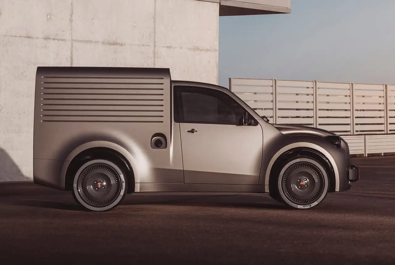 Citroen-2_CV_Fourgonnette_Concept-2026 de lado mostrando suas rodas
